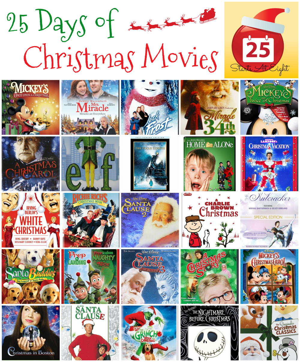 25 Days of Christmas Movies with Free Printable List 