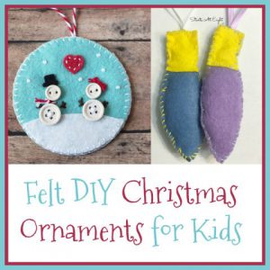 Felt DIY Ornaments for Kids from Starts At Eight. Stock up on various colors of felt and make some of these Felt DIY Christmas Ornaments for Kids! Trees, snow globes, angels, candy canes, bulbs and more!