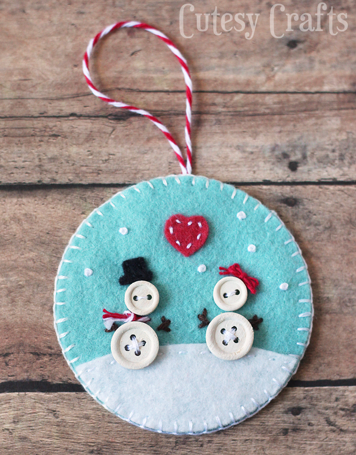 Button and Felt Snow Globe Ornament