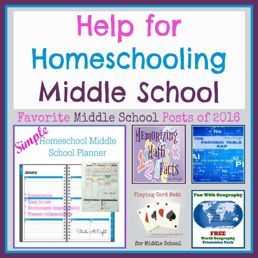 Favorite Homeschool Middle School Posts from Starts At Eight. A plethora of posts from art and history to math and science to help you homeschool middle school.