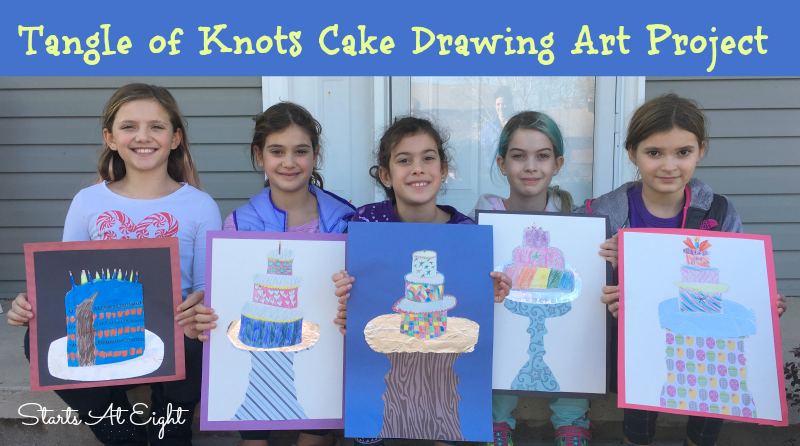 Tangle of Knots Cake Drawing Art Project from Starts At Eight