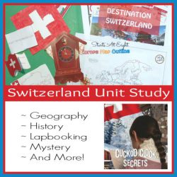 Switzerland Unit Study from Starts At Eight. Destination Switzerland from CASE OF ADVENTURE - An extensive unit study on Switzerland that includes history, geography, reading, lapbooking and so much more!