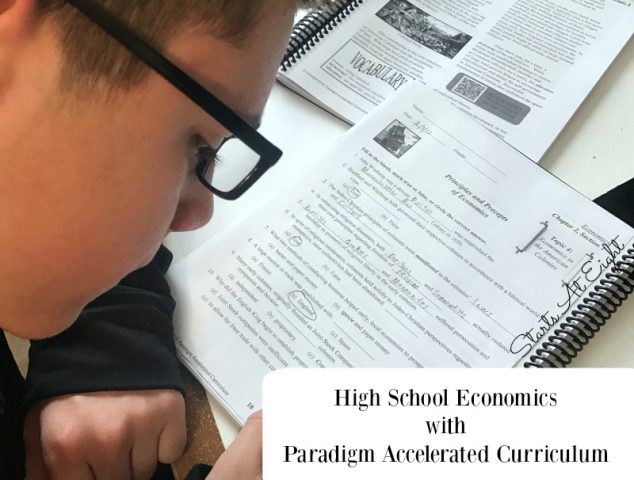 Paradigm Accelerated High School Economics is an easy to implement curriculum that includes test, activities, quizzes, test, and answer key. Give your high school student a solid half credit high school economics curriculum at an affordable price.