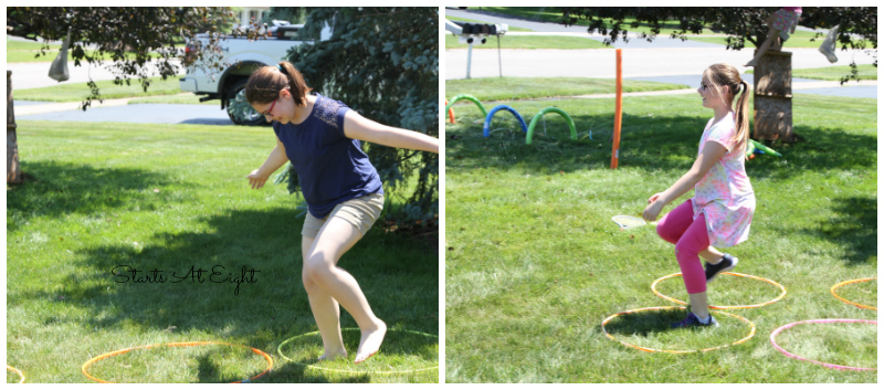 Dollar Store Obstacle Course Ideas from Starts At Eight. Using Dollar Store products we created a super fun and active birthday party with tons of obstacle course ideas put together to create one fun course!