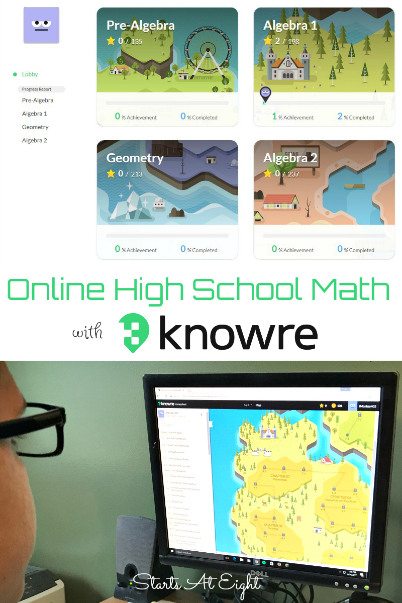 Knowre Online Math from Starts At Eight. Knowre high school online math offers upper level math instruction and practice via a fun and engaging video game style format.