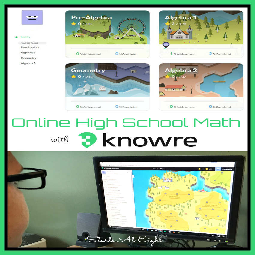 Knowre Online Math from Starts At Eight. Knowre high school online math offers upper level math instruction and practice via a fun and engaging video game style format.