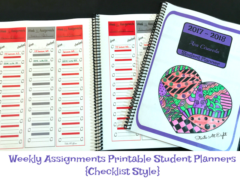 Weekly Assignments Printable Student Planners {Checklist Style} - 3 versions for one low cost!