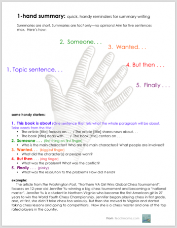 how to write a summary of an article for kids
