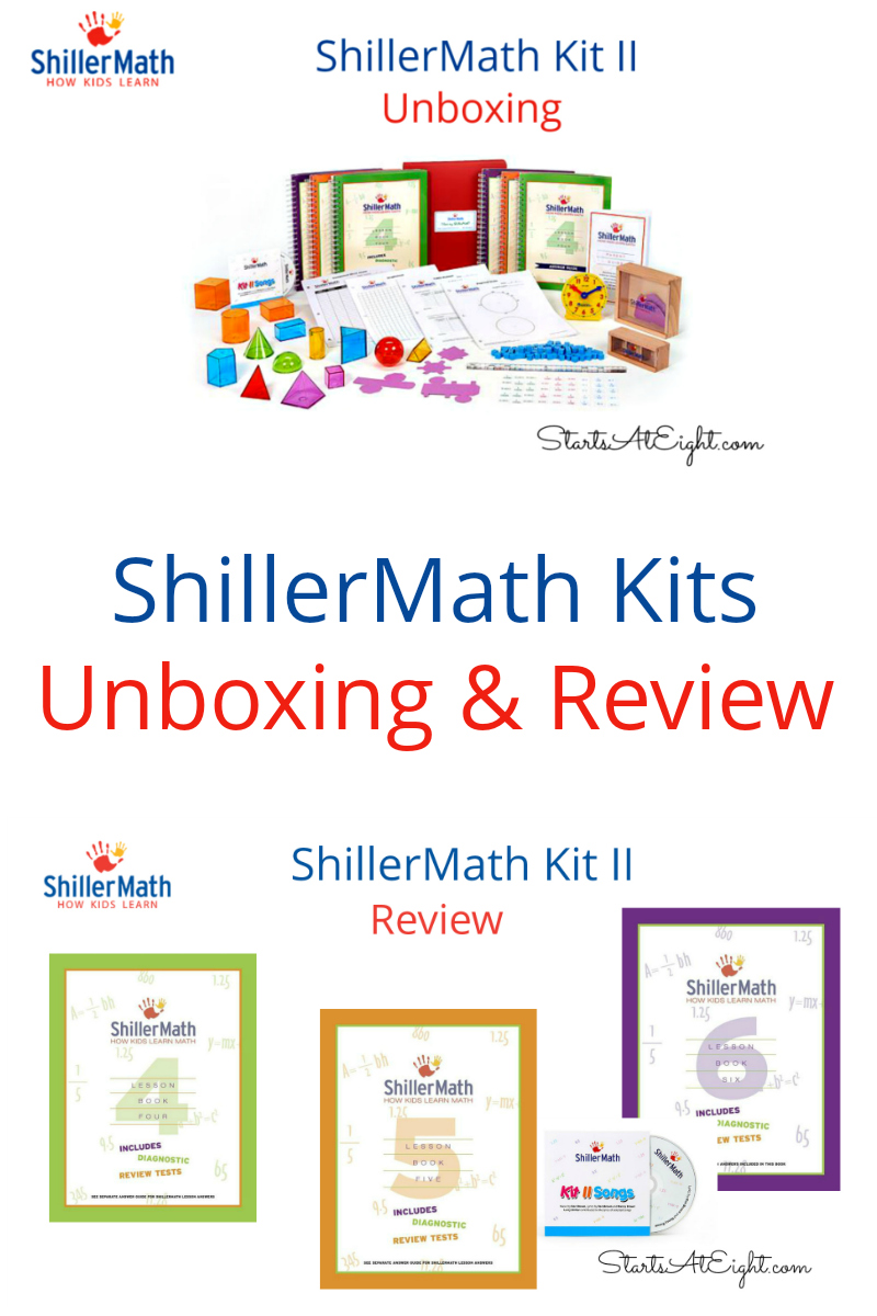 ShillerMath Review - An Unboxing & Review of Kit II from Starts At Eight. ShillerMath Review: These kits are Montessori based for preK through 8th grade. Use manipulatives, enjoy the prescripted lessons, sing the songs!