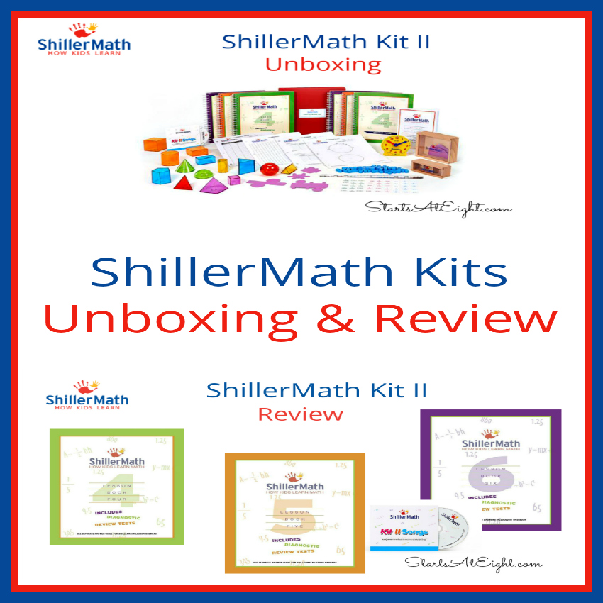 ShillerMath Review - An Unboxing & Review of Kit II from Starts At Eight. ShillerMath Review: These kits are Montessori based for preK through 8th grade. Use manipulatives, enjoy the prescripted lessons, sing the songs!