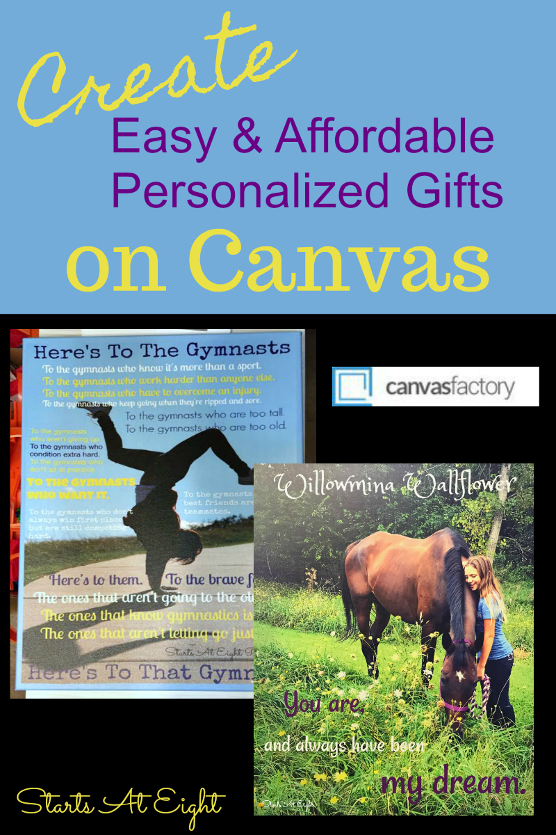 Creating Affordable Personalized Gifts on Canvas is easy and quick with Canvas Factory! Grab your cell phone, take some photos and get started! A GIVEAWAY from Starts At Eight