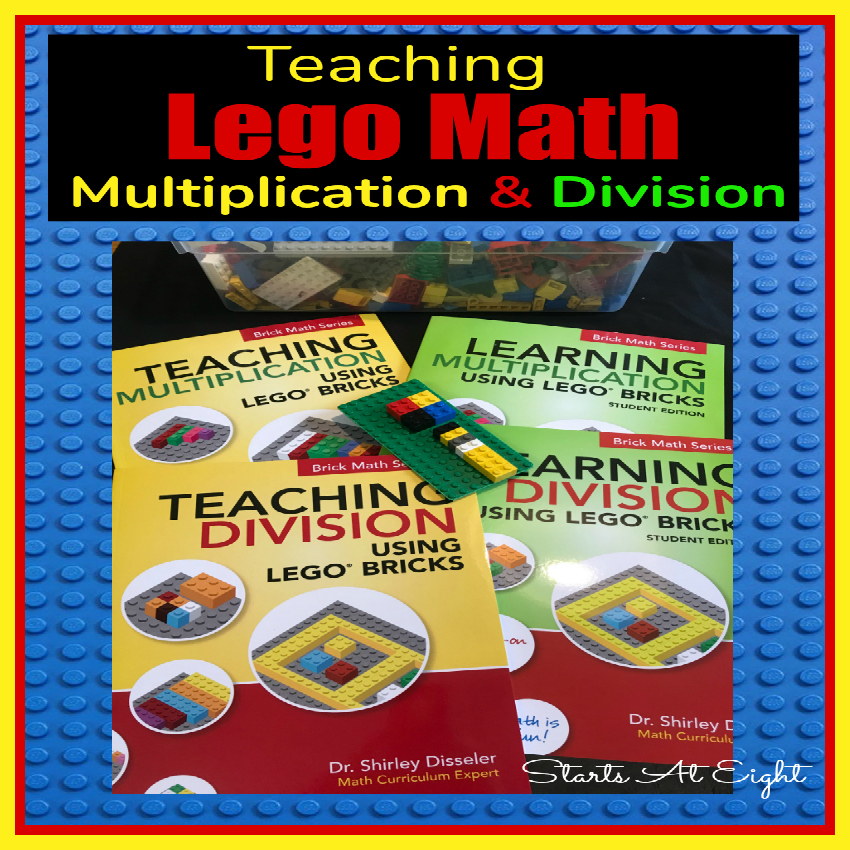 Teaching Lego Math: Multiplication & Division from Starts At Eight using Lego Bricks is a great way to get hands-on learning to teach math concepts.