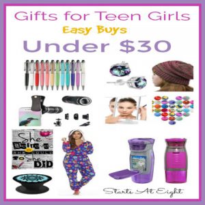 Gifts for Teen Girls: Easy Buys for Under $30 from Starts At Eight: Got teen girls? Granddaughters? Nieces? This is a collection of easy to access, easy to buy gifts for teen girls for $30 or less!