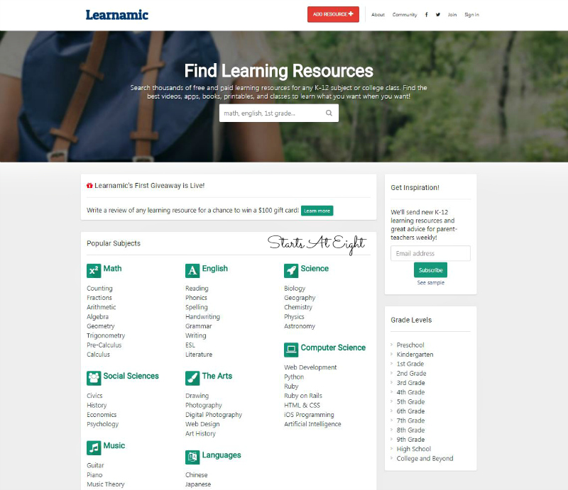 Finding FREE Homeschool Learning Resources for Middle School can be a challenge. This list can help you easily homeschool middle school for FREE! You can also find Homeschool Learning Resources with Learnamic. - Starts At Eight.
