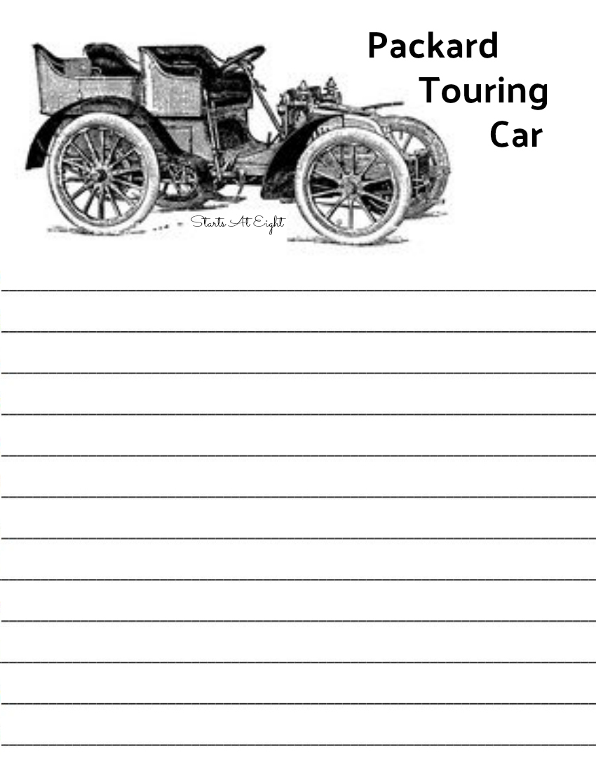 Packard Touring Car Notebooking Page from Starts At Eight