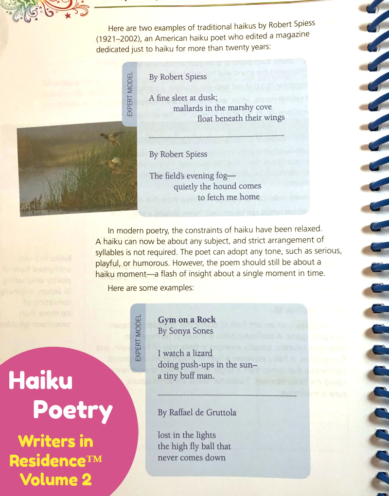 Easy to Implement Homeschool Writing Curriculum: A Writers in Residence™ Volume 2 Review from Starts At Eight. This homeschool writing curriculum offers a laid out schedule, easy grading rubrics, real life examples, step by step writing improvement techniques, and even work with English grammar skills.