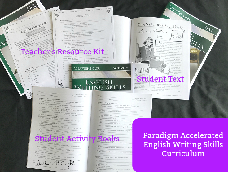 Help for Teaching Homeschool High School Writing Skills is as easy as picking up Paradigm Accelerate Curriculum's High School Writing Course: English Writing Skills. It's easy to implement, self-directed and affordable!