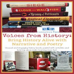 Voices from History: Bring History Alive with Narrative and Poetry from Starts At Eight Voices from History: Bring History Alive with Narrative and Poetry from Starts At Eight- This is a collection of fabulous first hand or retold stories of moments in history such as WWII, jazz music and women in history with corresponding extension activities and field trip ideas. Great for a homeschool unit study!