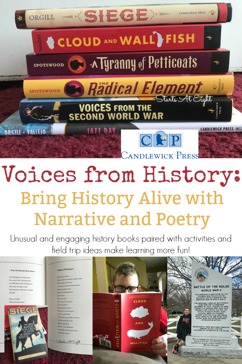 Voices from History: Bring History Alive with Narrative and Poetry from Starts At Eight- This is a collection of fabulous first hand or retold stories of moments in history such as WWII, jazz music and women in history with corresponding extension activities and field trip ideas. Great for a homeschool unit study!