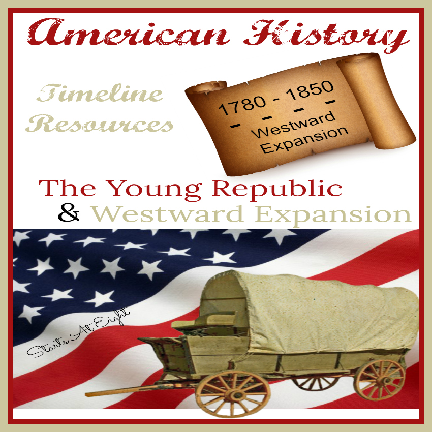 American History Timeline Resources: The Young Republic & Westward Expansion includes resources, books, videos, and projects for studying this time period in American History. Check out our Constitution, learn about Eli Whitney, and travel down the Oregon Trail as you learn about this time period!