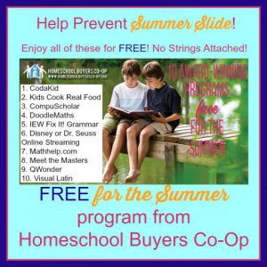 Help Prevent Summer Slide with these Programs from Homeschool Buyers Co-op that are all Free for the Summer! Art, math, coding, Latin, and more! There's even a Disney streaming option! ALL FREE FOR THE SUMMER!
