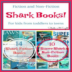 This Super Shark Books Collection consists of books we have loved throughout the years as my son has grown from toddler to teen. Shark fiction, shark non-fiction, comics, poetry and more. If you have a shark lover you will want to Pin this one for later!