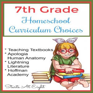 7th Grade Homeschool Curriculum Choices 2018-2019 from Starts At Eight. This is our 3rd round of 7th Grade Homeschool Curriculum. We have old loves like Teaching Textbooks and Lightning Literature and new stuff such as our Timeline Based American History.