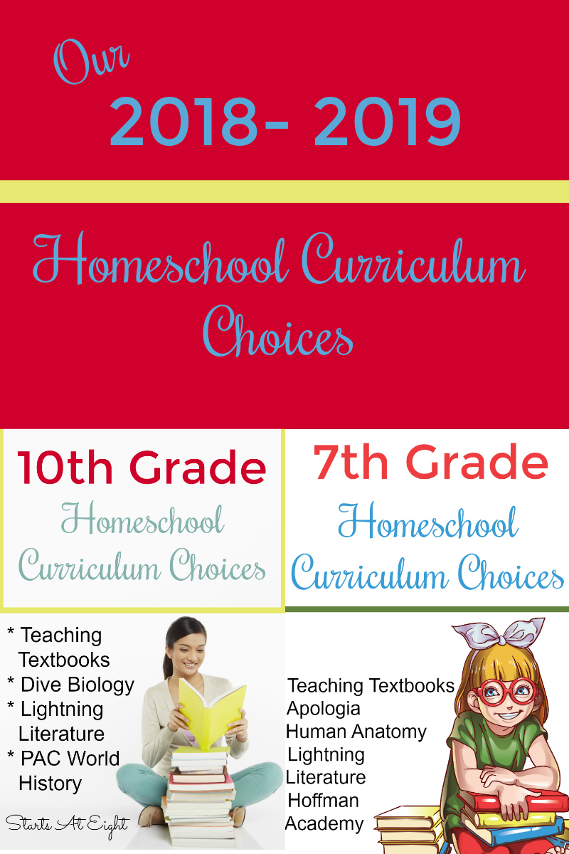 Our 2018 - 2019 Homeschool Curriculum Choices (10th, 7th) from Starts At Eight