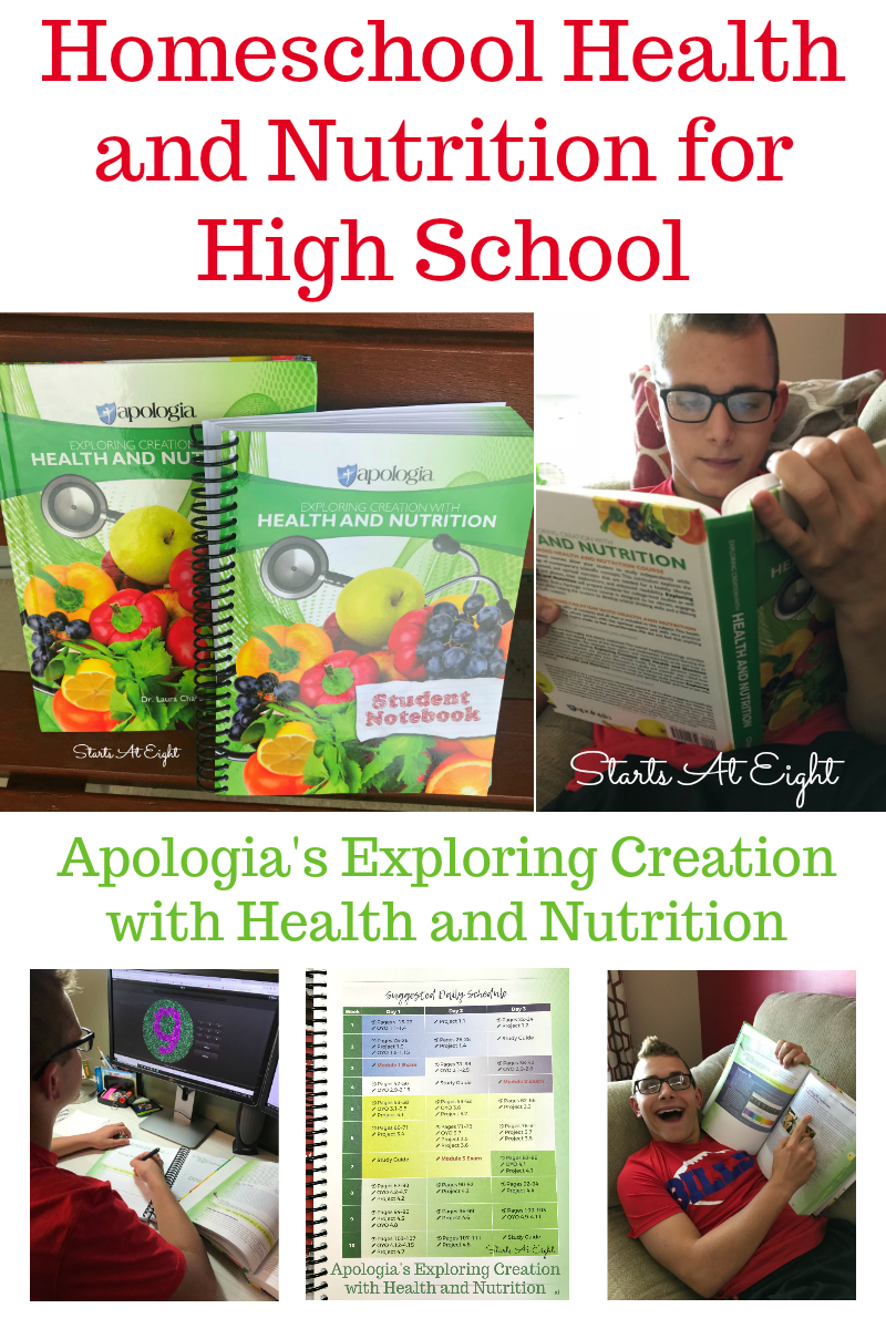 Homeschool Health and Nutrition for High School using Apologia's Exploring Creation with Health and Nutrition. A science course that has it all! Both physical and emotional health with practical tips and activities to help teens learn about health and nutrition.