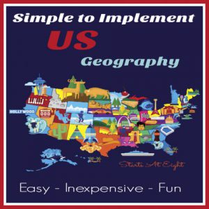 Simple to Implement US Geography from Starts At Eight. Geography doesn't have to be complicated or boring. Here are some tips to make it Simple to Implement US Geography in your homeschool. Using just a few resources you can make it fun and easy to learn US Geography.