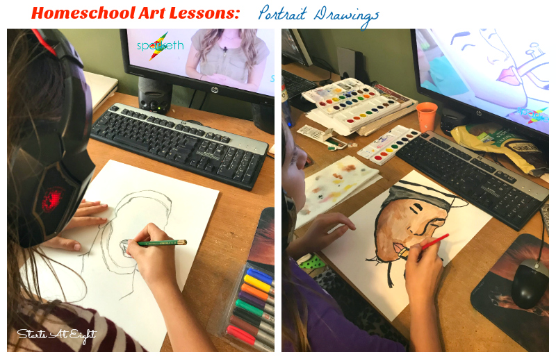 Homeschool Art Lessons: Portrait Drawings. Sparketh offers a variety of art courses including both technique and project courses as well as themed tracks. A Sparketh Review from Starts At Eight