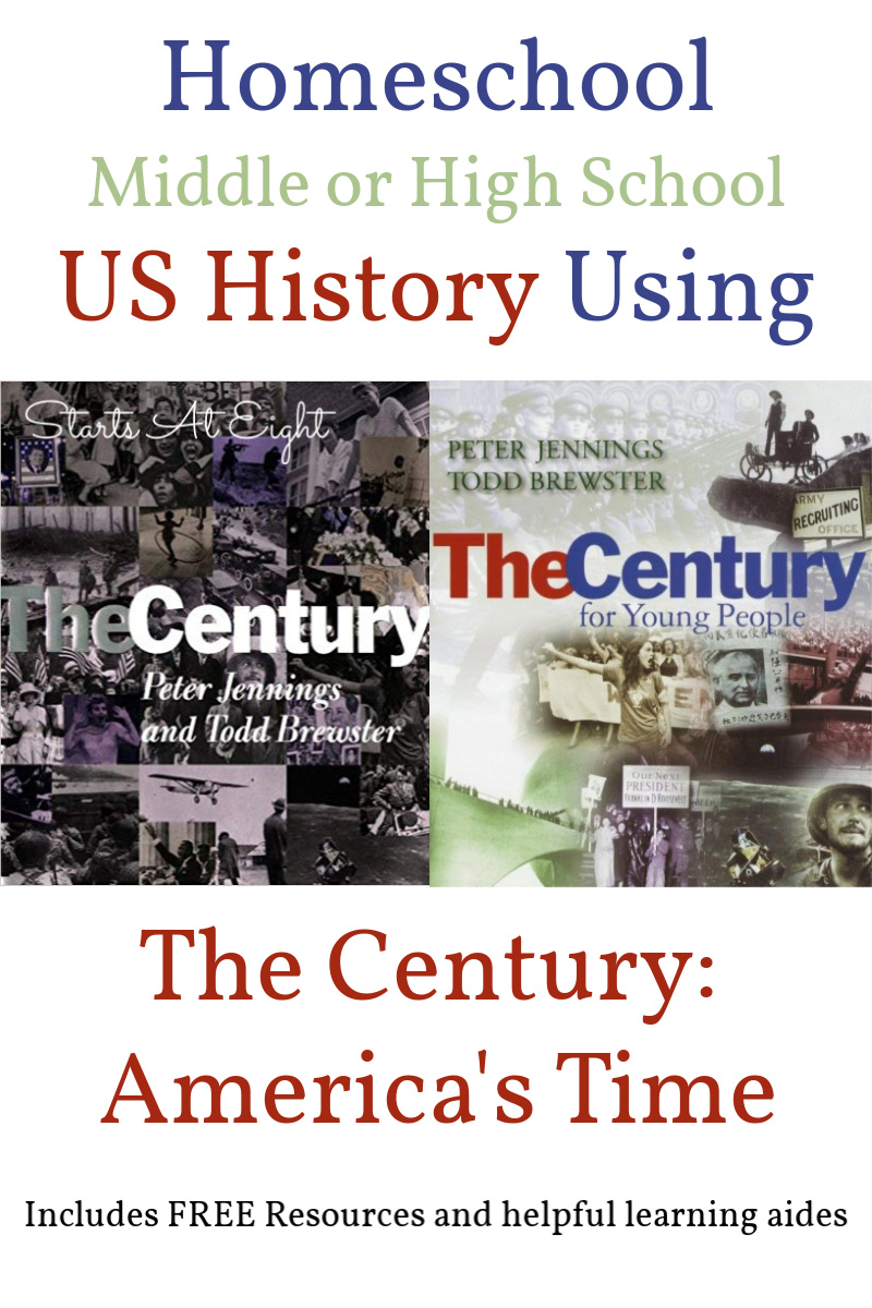 Homeschool Middle or High School US History Using the Century: American's Time. This is a US History course using inexpensive resources that includes free printables and ideas for adding in geography and a timeline. - from Starts At Eight