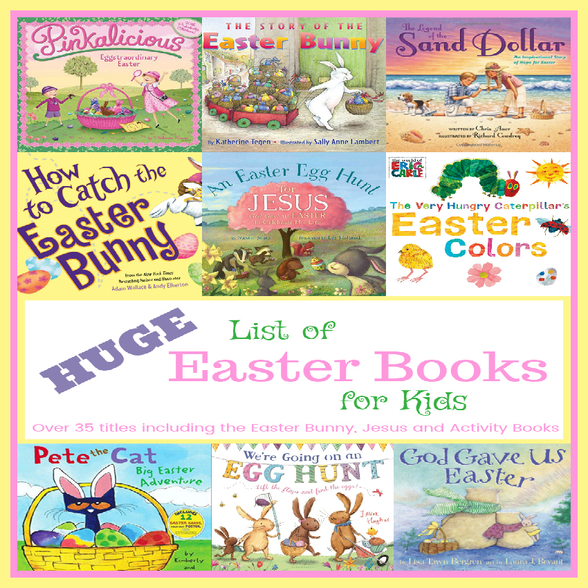 aster Books for Kids is a HUGE list of books for Easter, including funny bunny, Easter Bunny, activity books, and Jesus. Go on an Easter egg hunt, join your favorite characters to celebrate, and hear stories of how Jesus was resurrected.