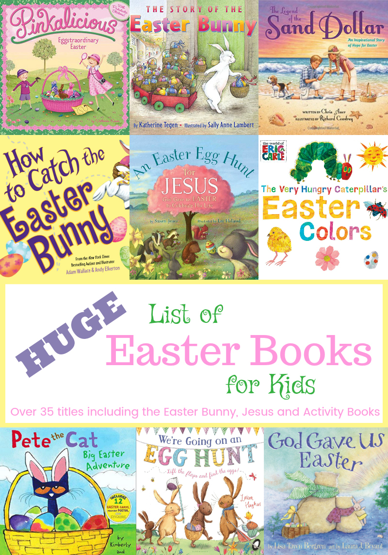 aster Books for Kids is a HUGE list of books for Easter, including funny bunny, Easter Bunny, activity books, and Jesus. Go on an Easter egg hunt, join your favorite characters to celebrate, and hear stories of how Jesus was resurrected.