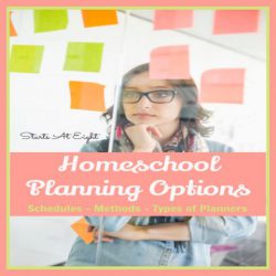 Homeschool Planning Options - paper planners, checklists, online planners, schedules, methods and more. PLUS a more flexible way to plan your homeschool year. From Starts At Eight