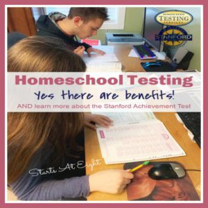 Homeschool Testing with the Stanford Achievement Test. There are many benefits to homeschool testing and in some states it is required. Luckily it does not have to be a stressful process with AT-Home testing. A Review from Starts At Eight.