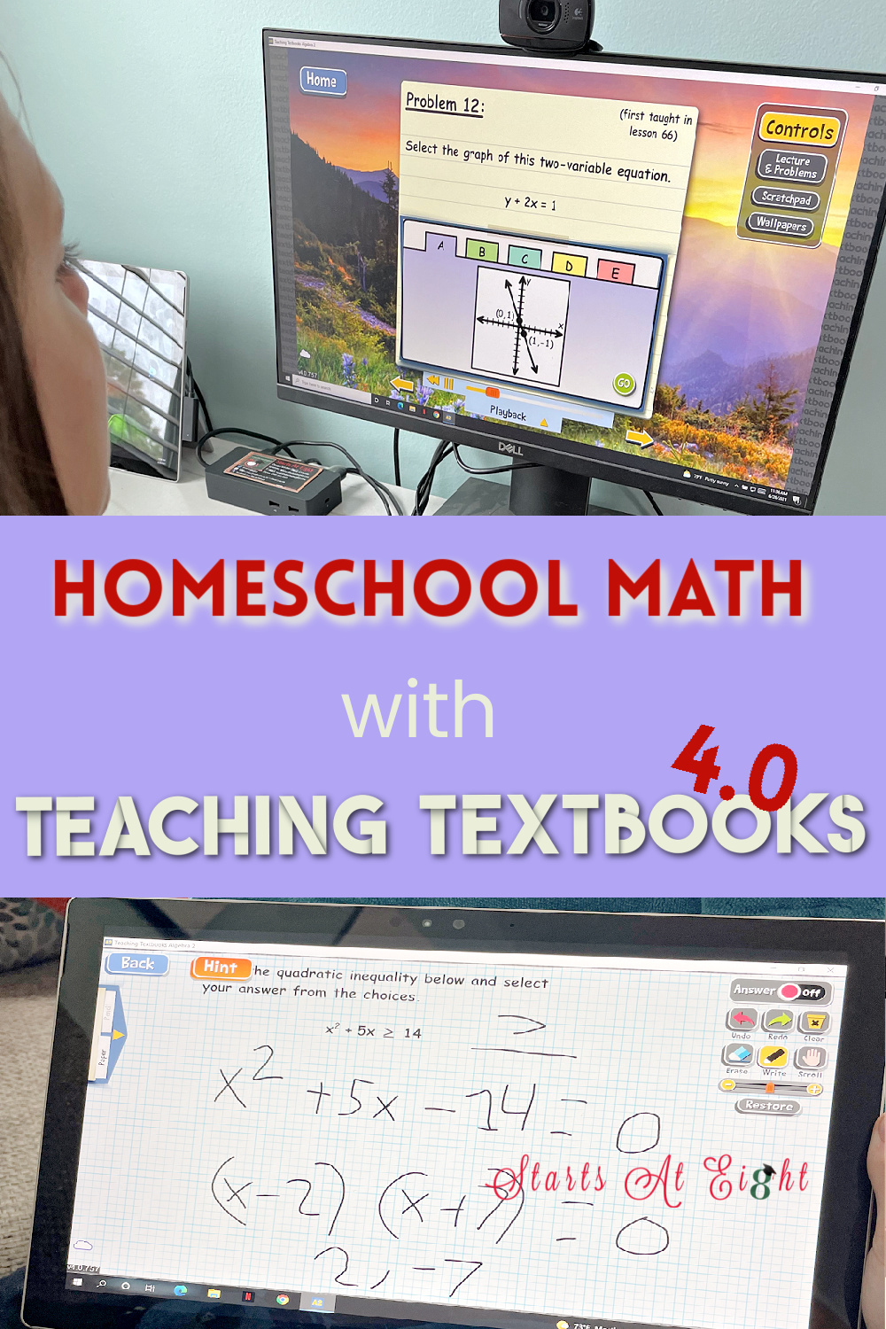 Homeschool Math with Teaching Textbooks 4.0 is math made easy. Online, interactive, independent, auto-graded, and so much more! A review from Starts At Eight.