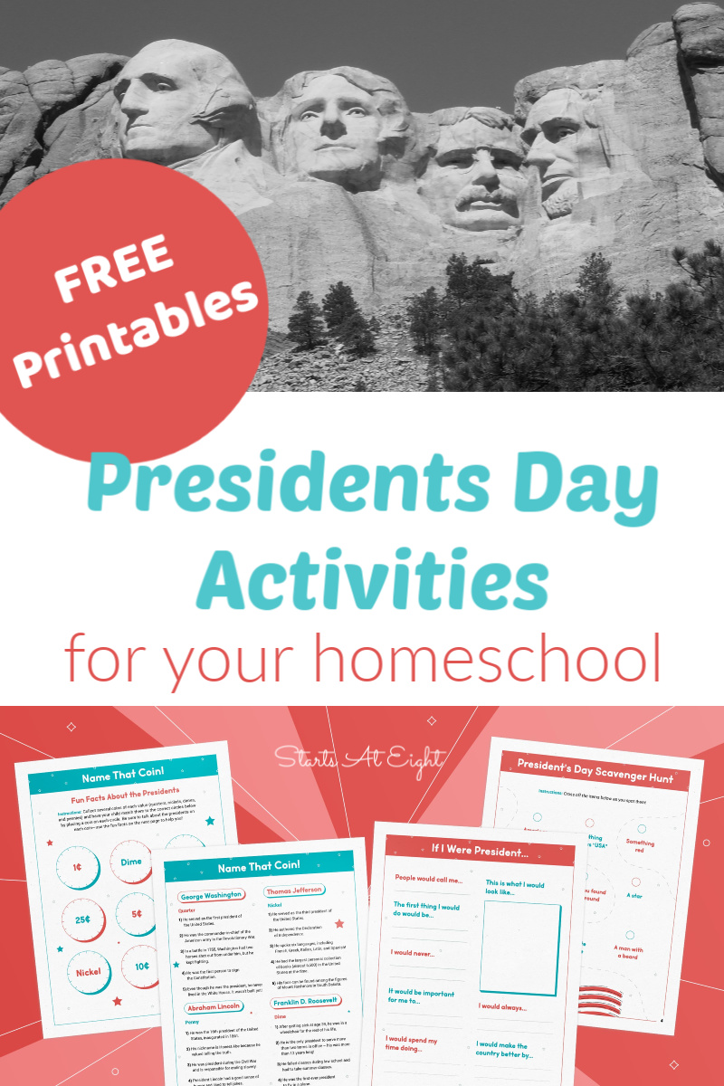 FREE Presidents Day Activities for your Homeschool from Starts At Eight