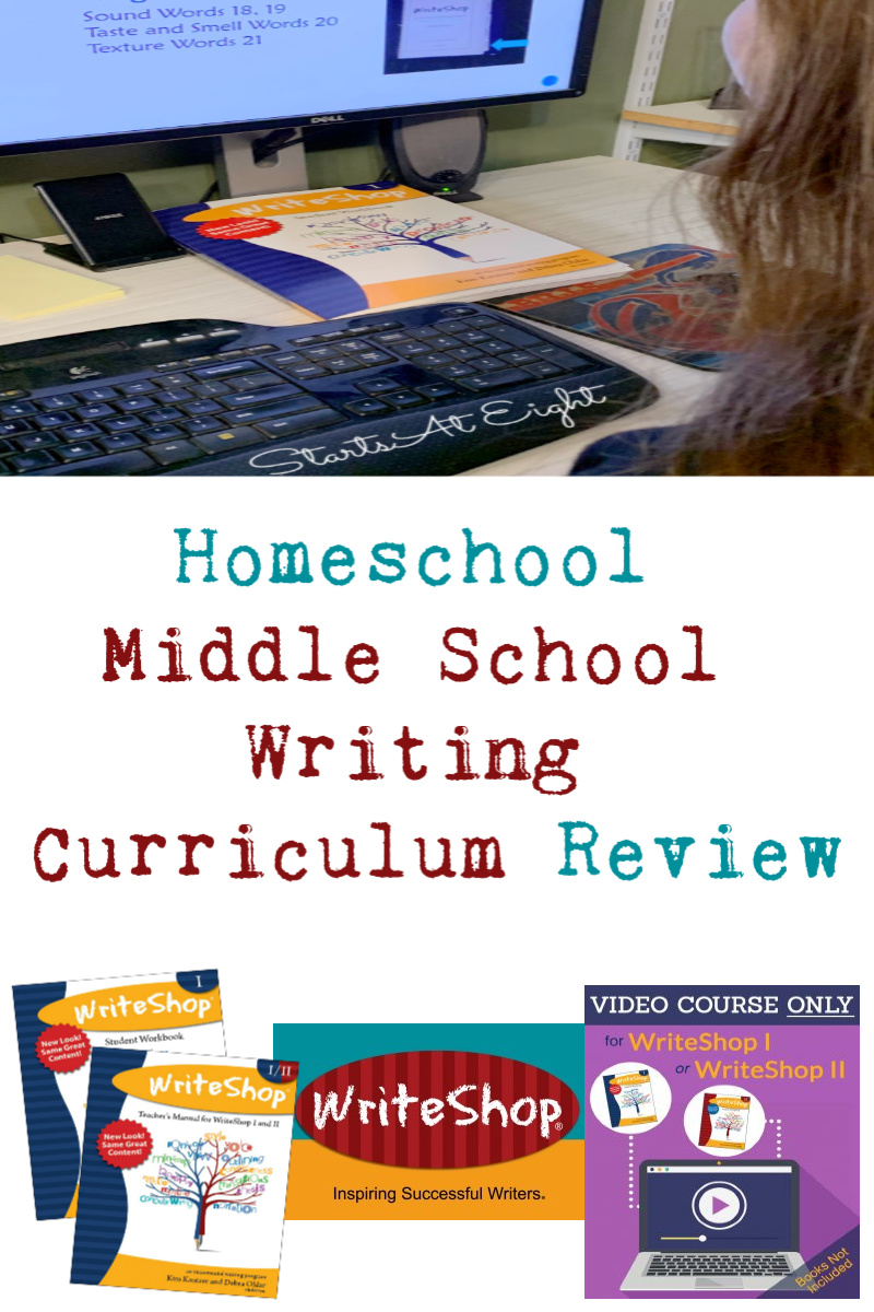 Homeschool Middle School Writing Curriculum Review from Starts At Eight - WriteShop's homeschool middle school writing curriculum is a comprehensive writing program that walk both student and parent through the writing process.