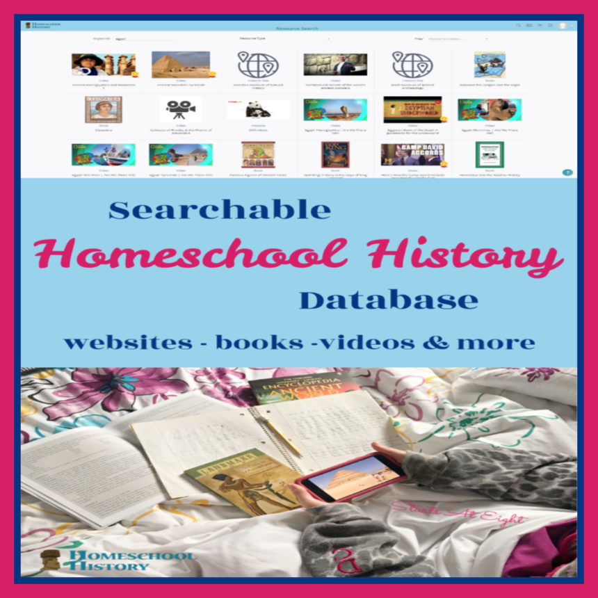 Searchable Homeschool History Database from Starts At Eight
