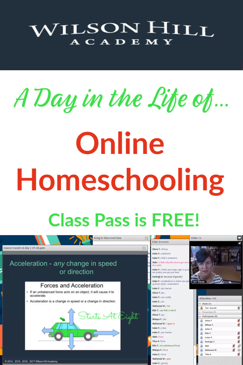 A Day in the Life of Online Homeschooling with Wilson Hill Academy is an inside look into Wilson Hill Academy's online classes. View a myriad of full class recordings to see what it's really like. NO Credit Card! It's FREE!