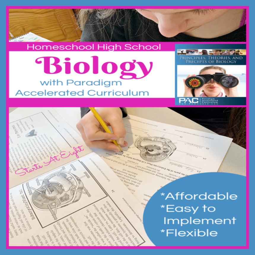 Homeschool High School Biology with Paradigm Accelerated Curriculum. Is an affordable, comprehensive, easy to implement full credit high school course. A Review from Starts At Eight
