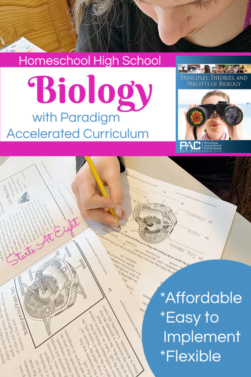 Homeschool High School Biology with Paradigm Accelerated Curriculum. Is an affordable, comprehensive, easy to implement full credit high school course. A Review from Starts At Eight