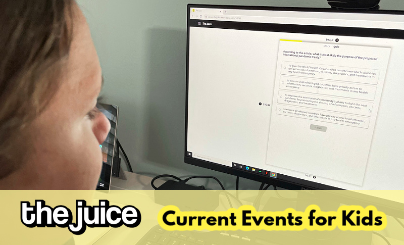 The Juice is an online learning platform providing daily current events for kids in grades 5th-12th, delivered through your choice of multiple reading levels