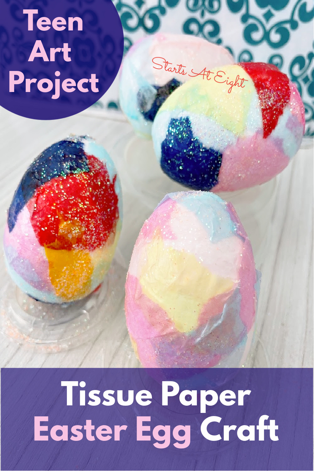 This Tissue Paper Easter Egg Craft is a perfect activity for teens. With just a few supplies you can make decorative and glittery eggs!