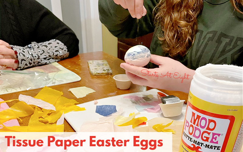 This Tissue Paper Easter Egg Craft is a perfect activity for teens. With just a few supplies you can make decorative and glittery eggs!