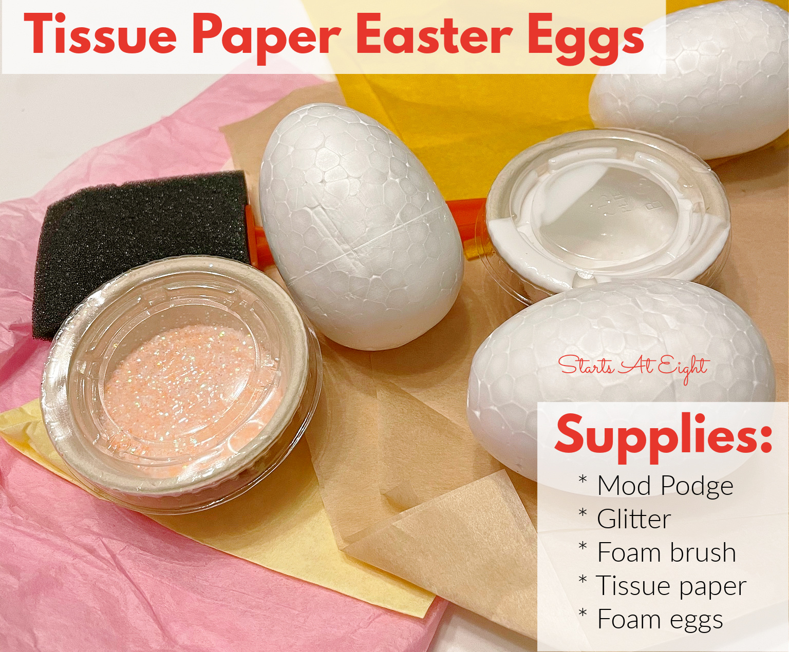 This Tissue Paper Easter Egg Craft is a perfect activity for teens. With just a few supplies you can make decorative and glittery eggs!