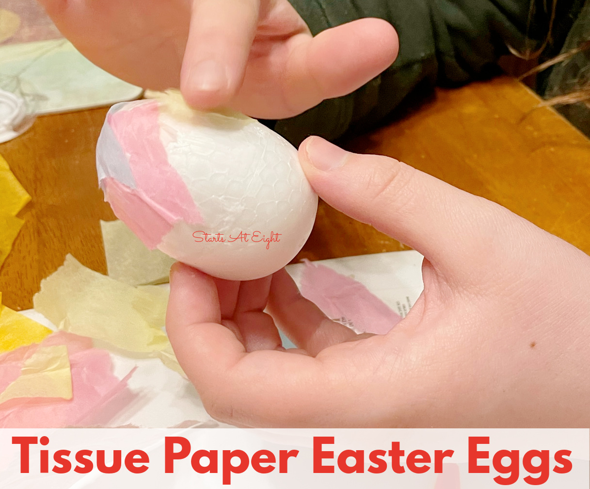 This Tissue Paper Easter Egg Craft is a perfect activity for teens. With just a few supplies you can make decorative and glittery eggs!