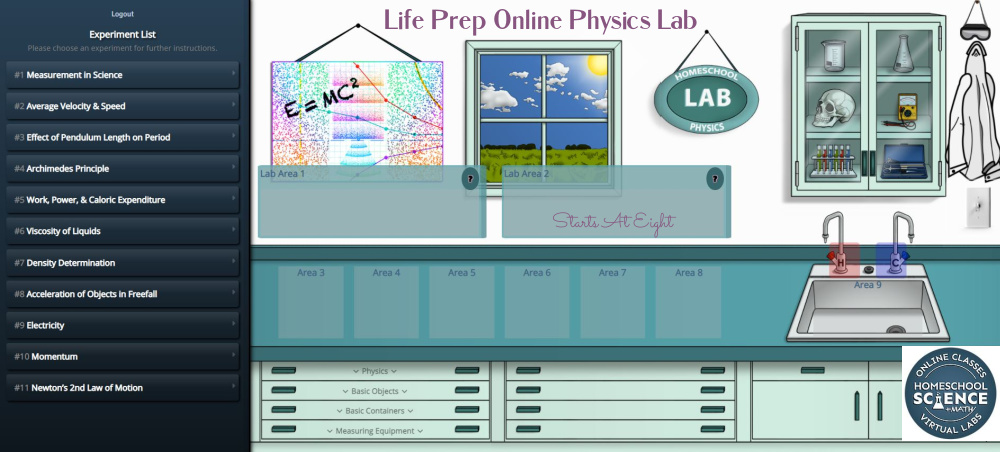 Homeschool Science Class Online with College Prep Science's live science classes for middle and high school. Life Prep Physics is perfect for your non-science kids! A Review from Starts At Eight