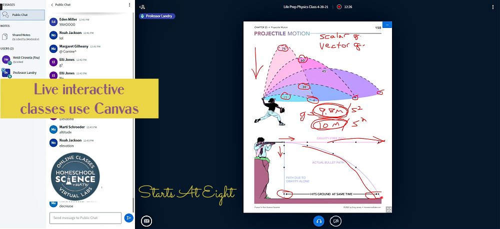 Homeschool Science Class Online with College Prep Science's live science classes for middle and high school. Life Prep Physics is perfect for your non-science kids! A Review from Starts At Eight